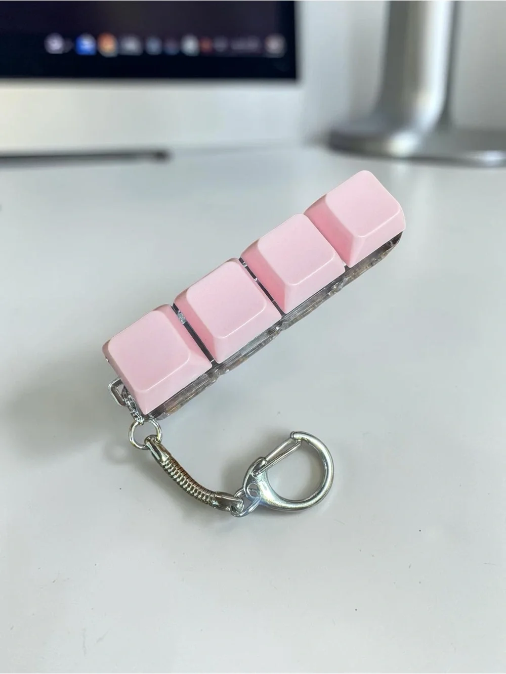 Pink Keycap Charm Keychain for Kids - Cute Keyboard Fidget Toy